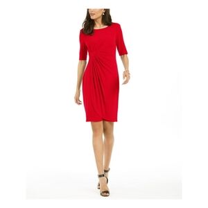 Connected Apparel Red 3/4 Sleeve Sheeth Dress- Size 16